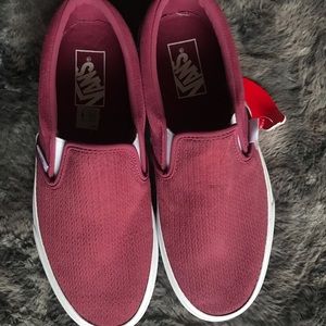 Vans Burgundy Felt Slip Ons